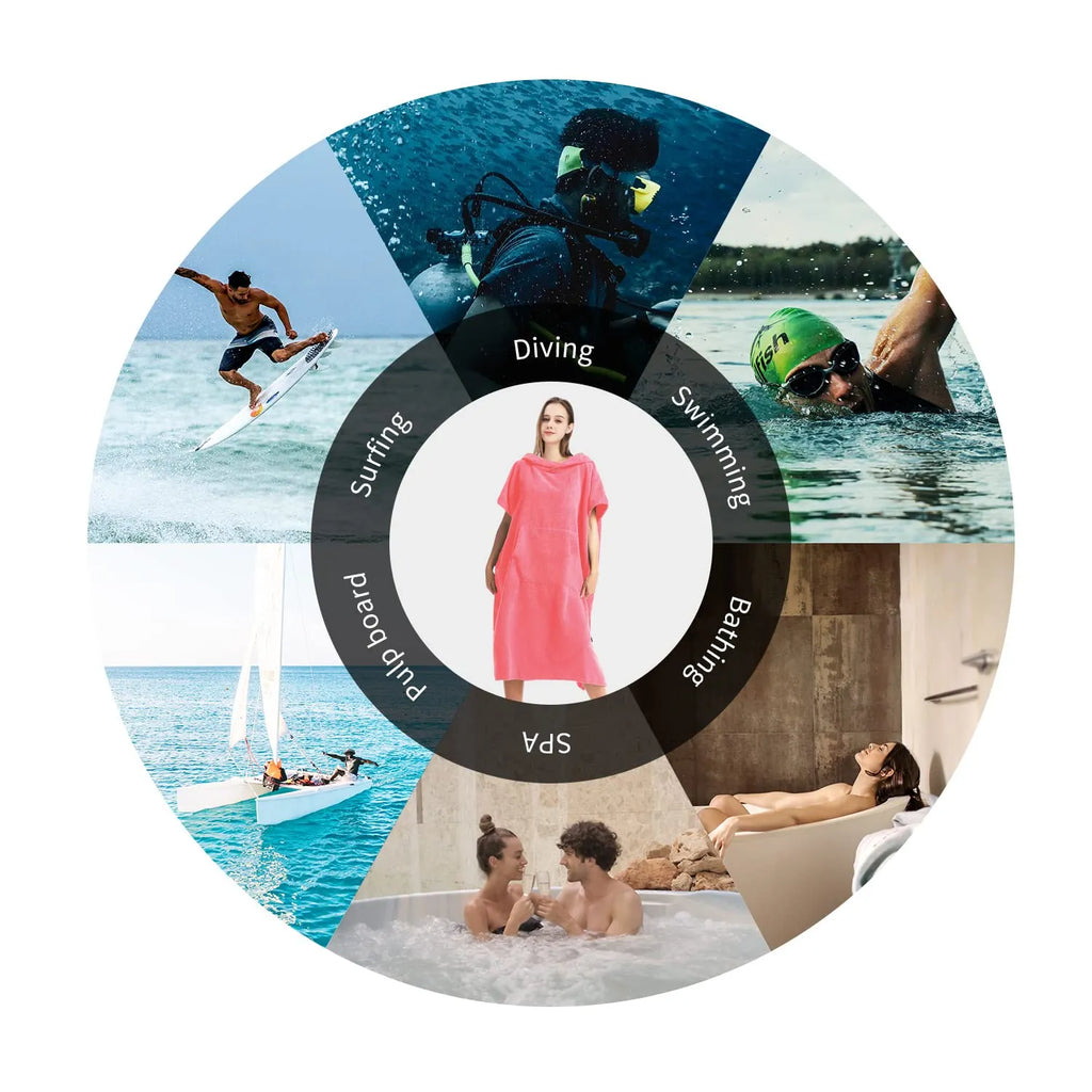 Surf Swimming Poncho Changing Robe Quick Dry Microfiber Changing Towel