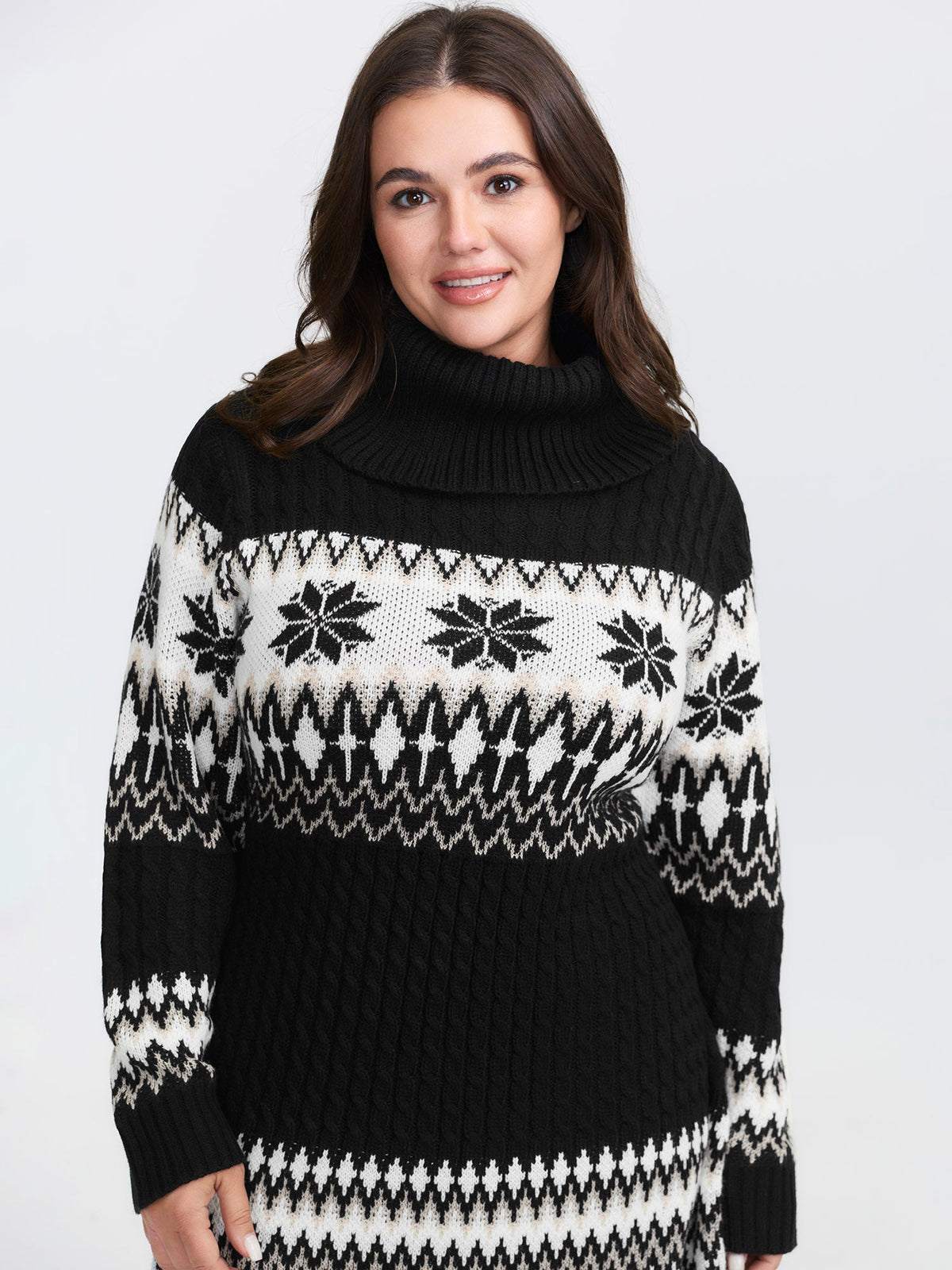 Holiday Textured Turtleneck Sweater Dress