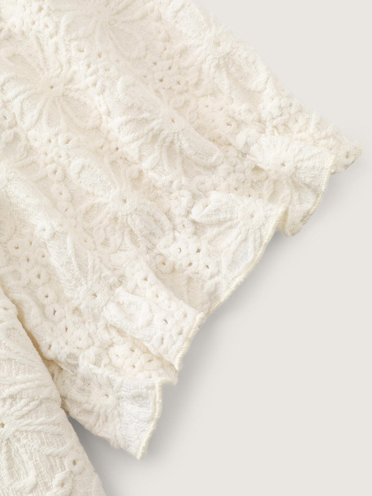 Floral Textured Split Neckline Blouse