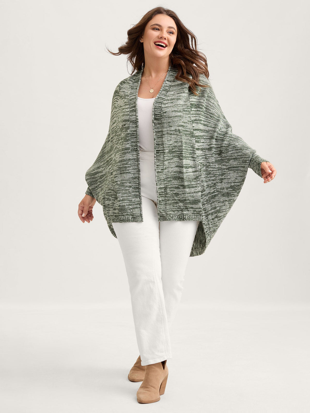 Color Contrast Dolman Sleeve Knit Cardigan
