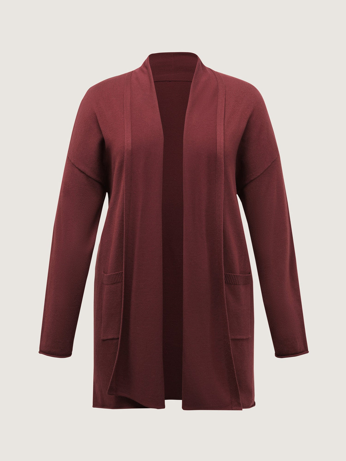Supersoft Folded Collar Pocket Open-Front Knit Cardigan