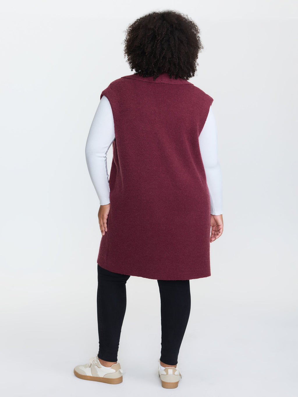 Folded Collar Open-Front Knit Cardigan