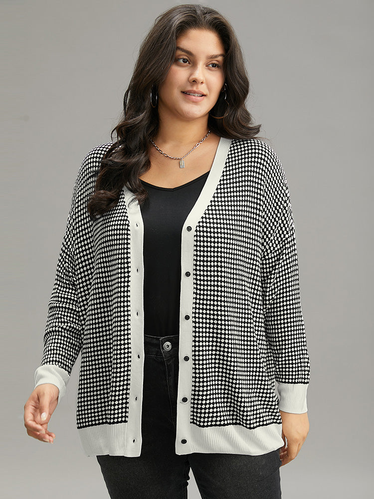 Polka Dot Patchwork Button Through Cardigan