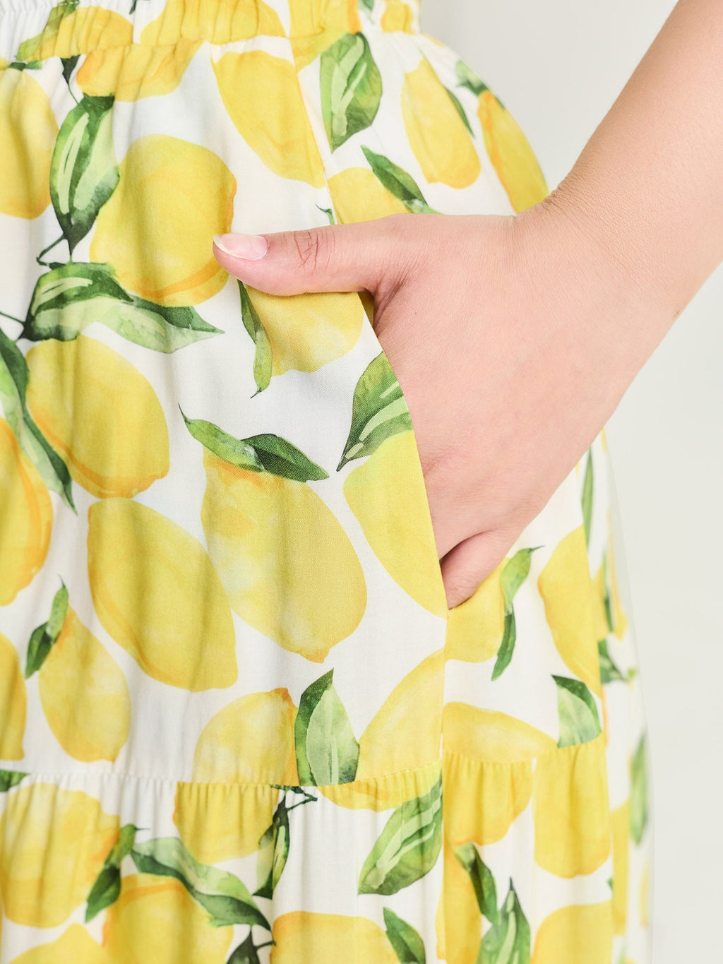 Fresh Lemon Print Maxi Skirt