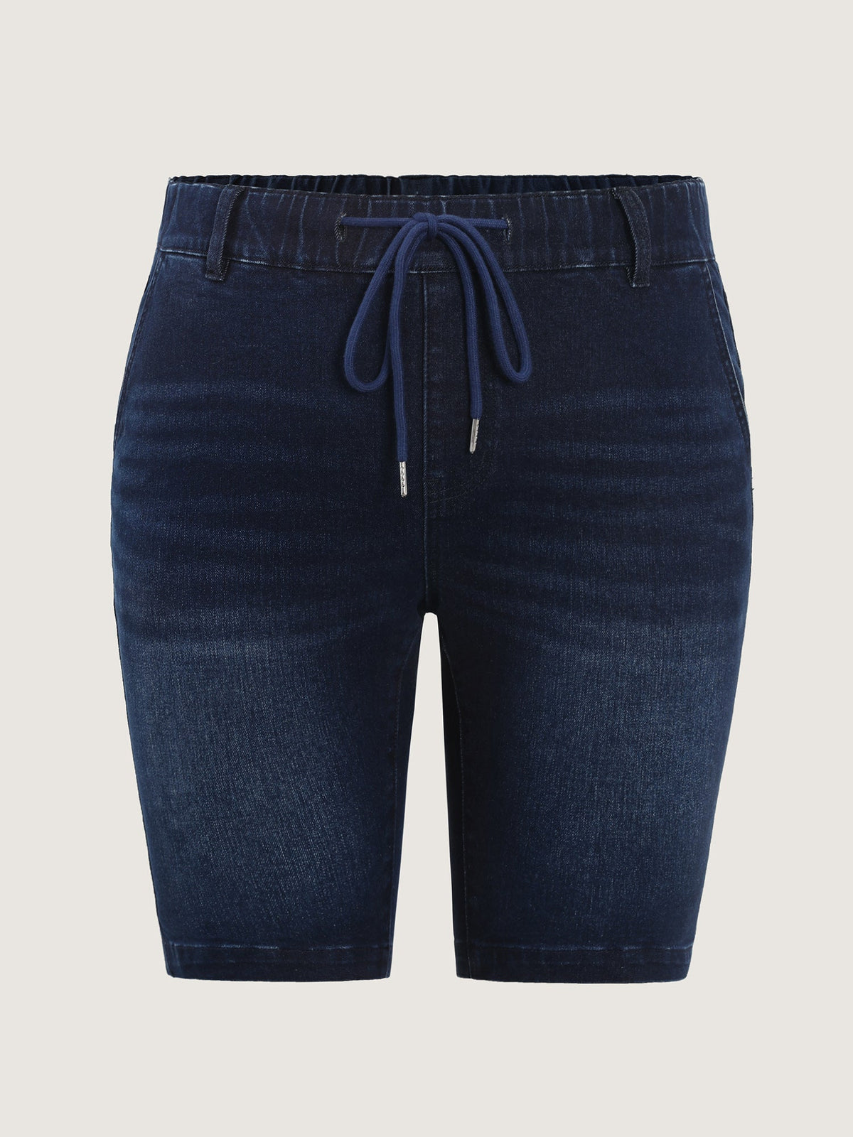 Elastic Waistline Drawstring Skinny-Fit Denim Shorts