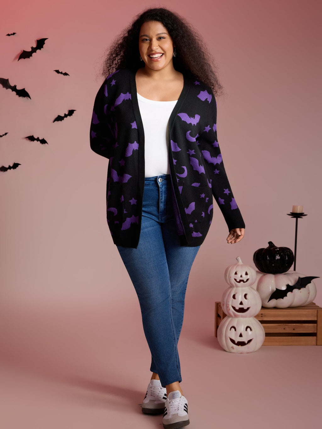 Bat Printed Jacquard Cardigan