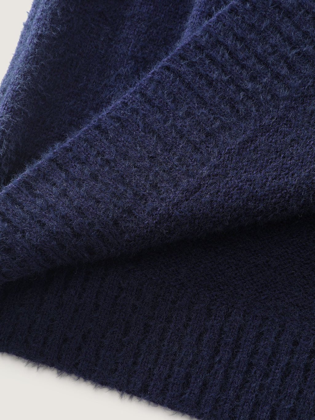 Furry Textured Colorblock Knit Cardigan