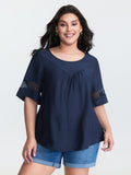 Lace Trim Gathered Front Blouse