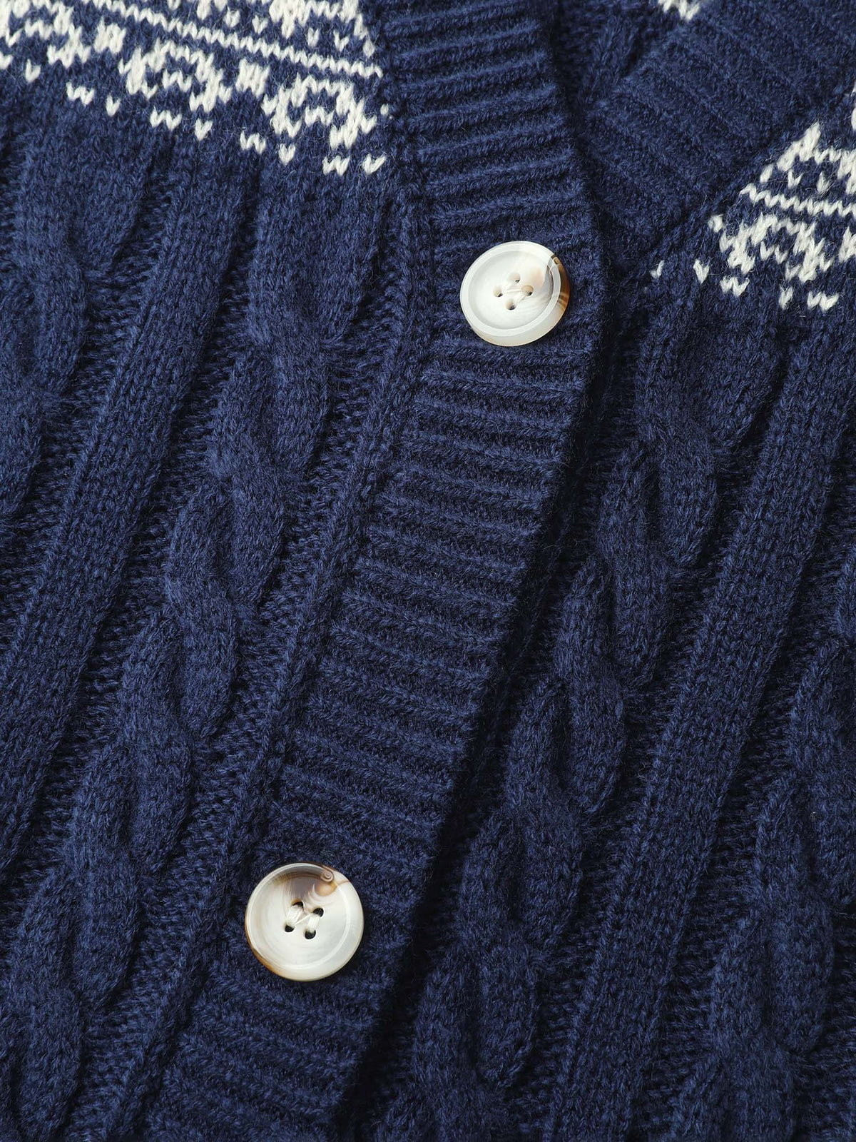 Cable Knit Floral Jacquard Pockets Knit Cardigan
