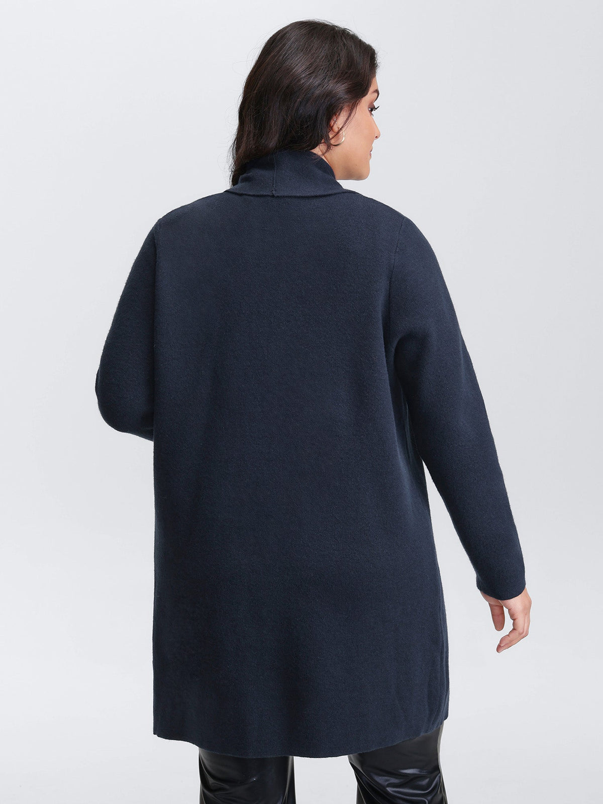 Supersoft Folded Collar Pockets Open-Front Knit Cardigan