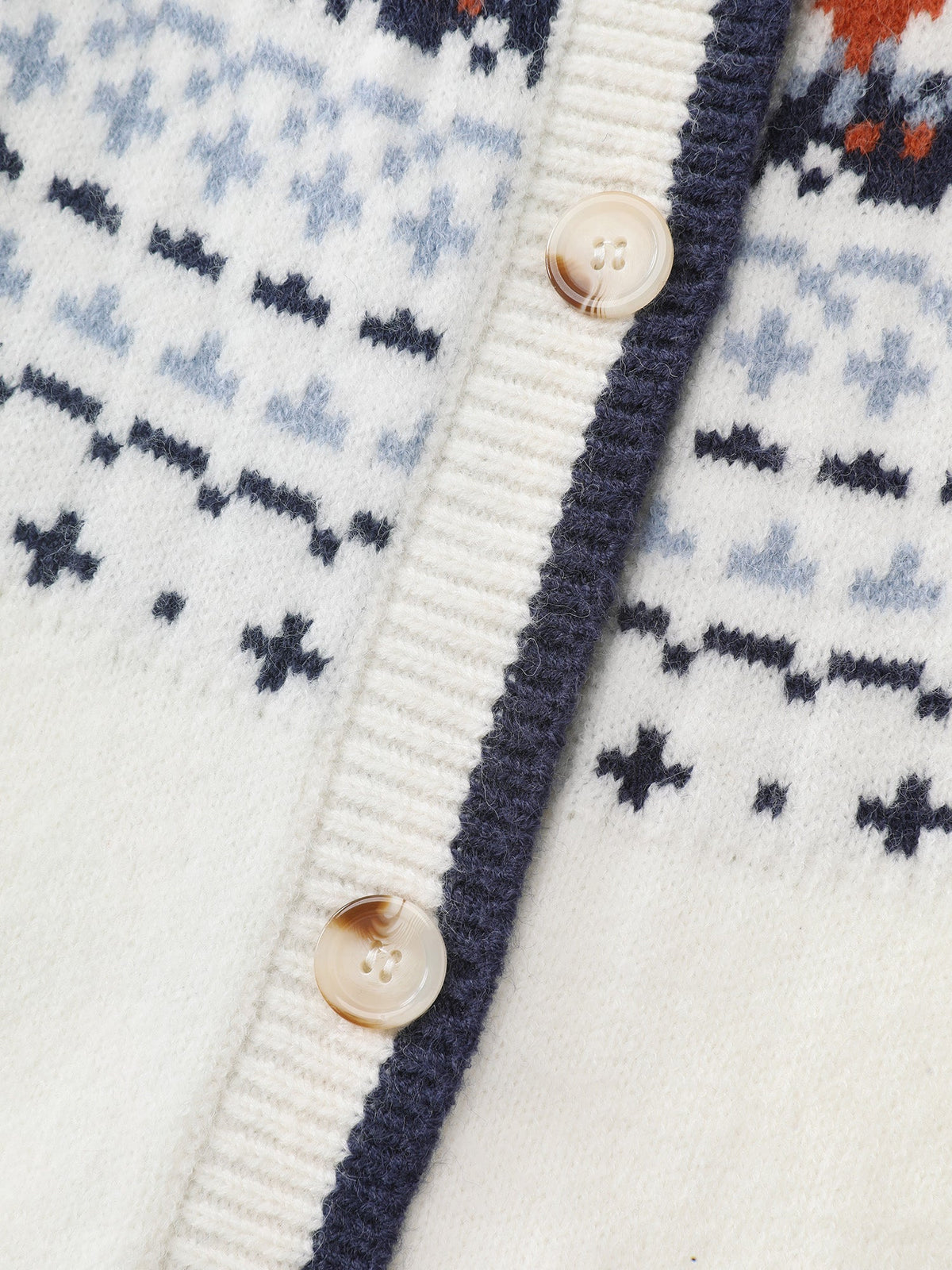 Hooded Jacquard Pattern Button Knit Cardigan