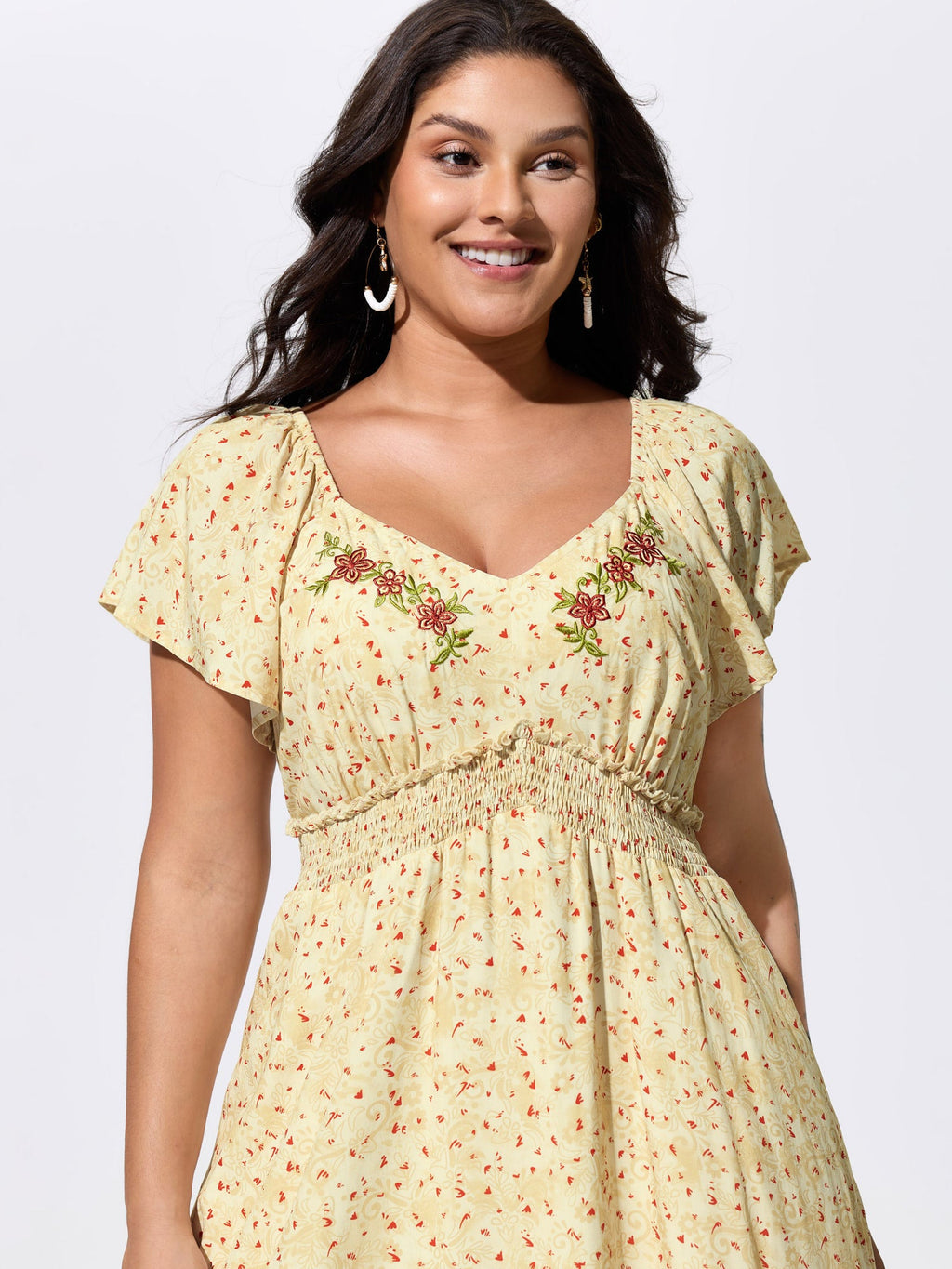 Sequin Floral Embroidered Sweetheart Neckline Maxi Dress