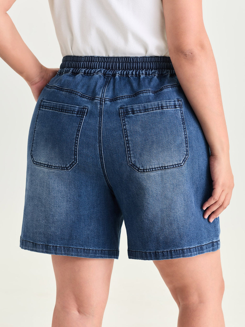 Pull-On Elastic Waist Denim Shorts