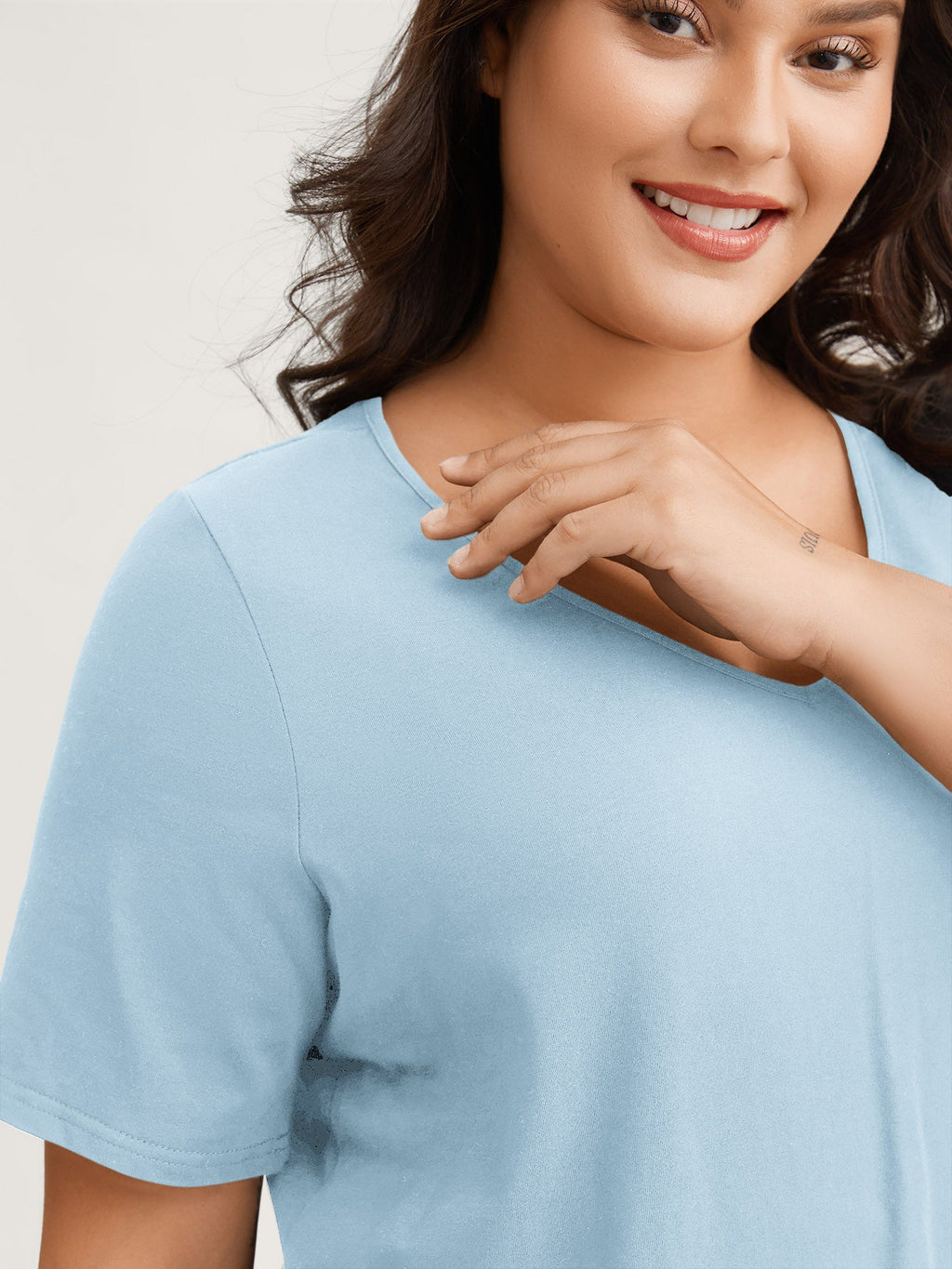 Cotton V Neck Plain Basic T-shirt
