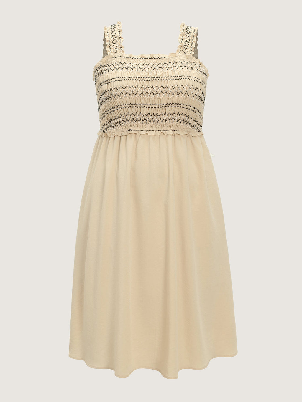Color Contrast Shirred Easy-Fit Midi Dress