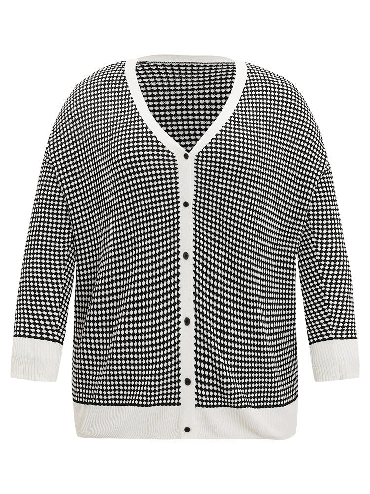 Polka Dot Patchwork Button Through Cardigan