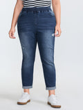 Pull-On Stretchy Waist Ripped Detail Jeans