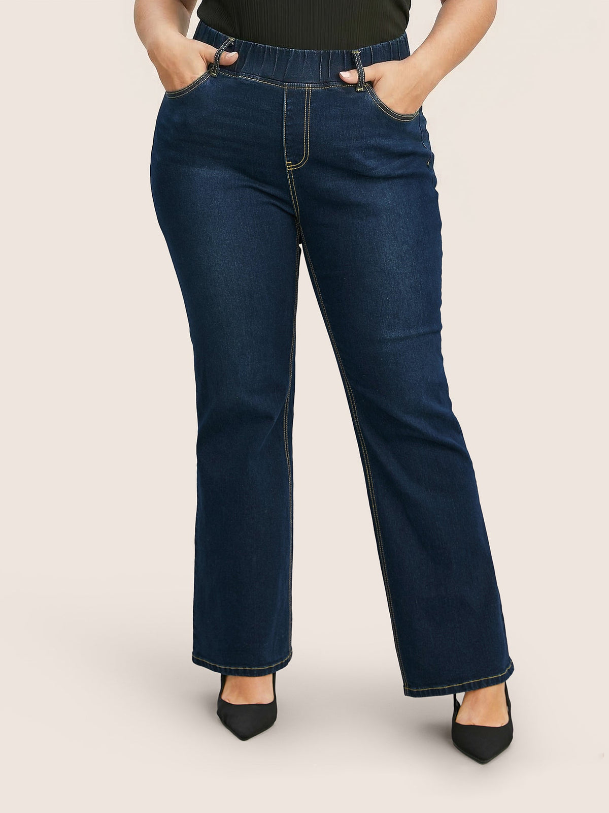 Elastic Waist Stretchy Bootcut Flared Jeans