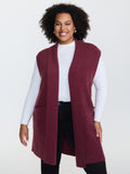Folded Collar Open-Front Knit Cardigan