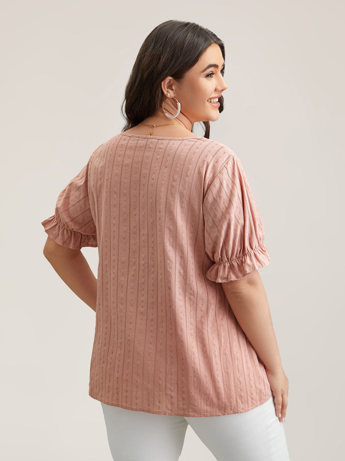 Cotton Square Neck Ruffled Sleeve Blouse