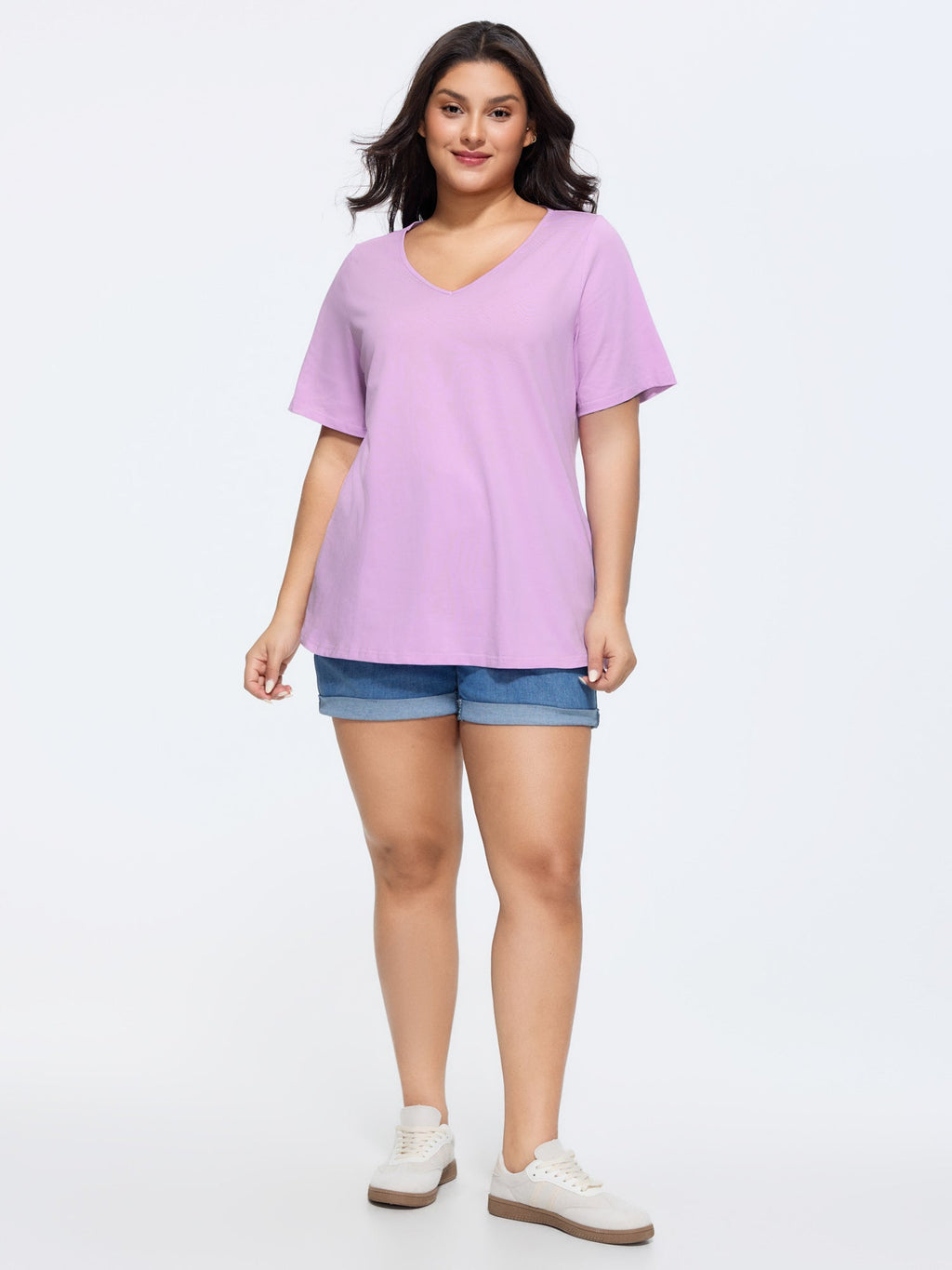 Cotton V Neck Plain Basic T-shirt