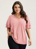 Jacquard Textured Lotus Leaf Sleeve Top