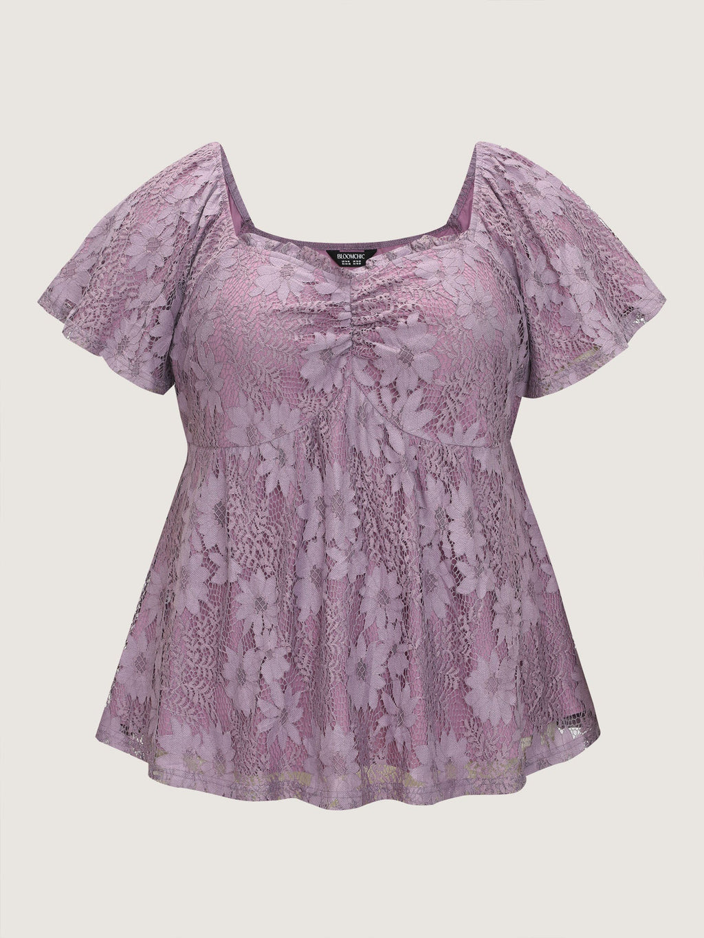 Floral Lace Ruched Fit And Flare Blouse