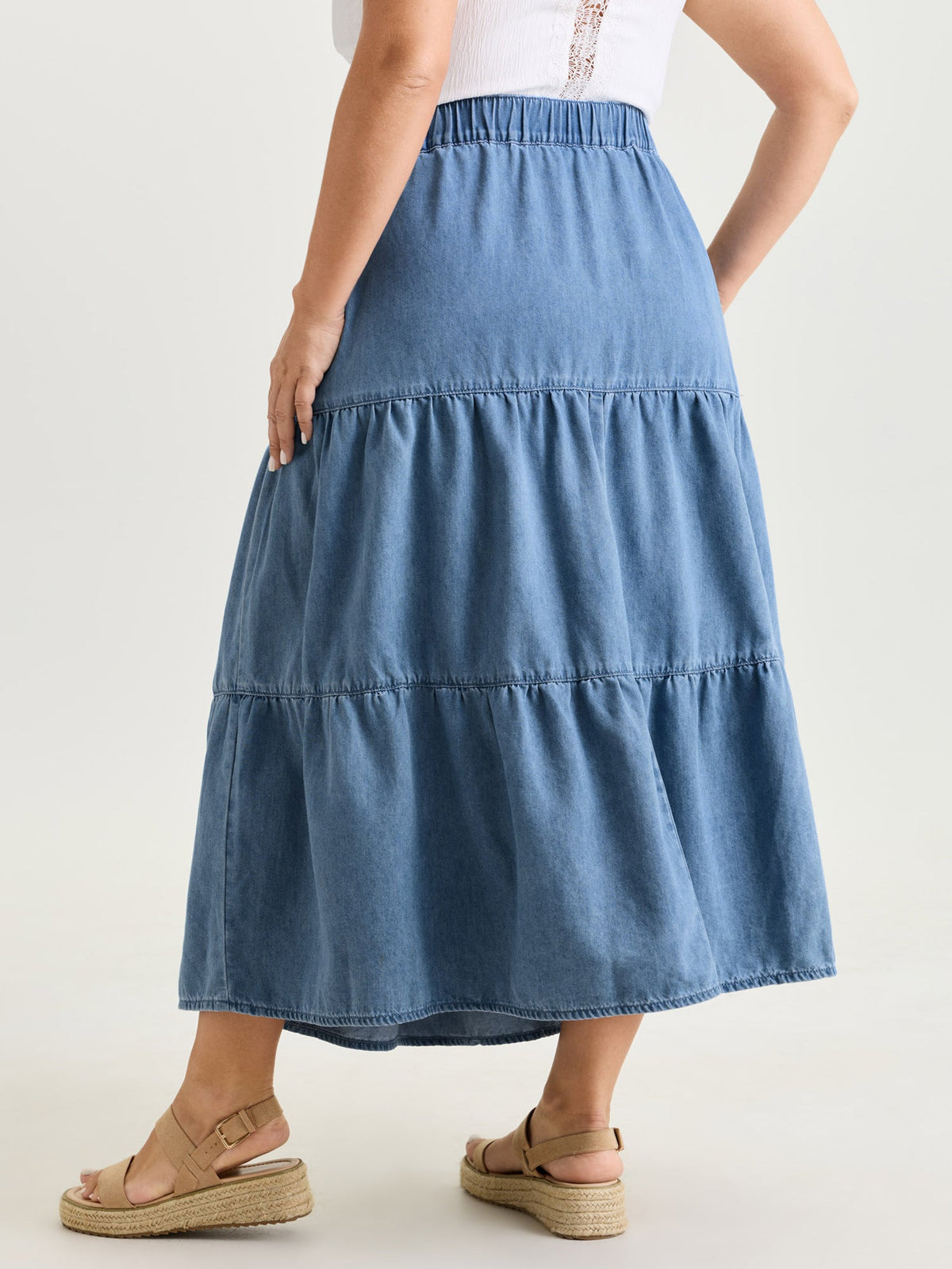 Supersoft Tiered Maxi Denim Skirt