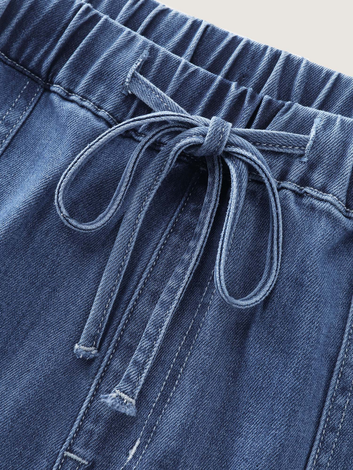 Supersoft Drawstring Wide-Leg Cargo Jeans