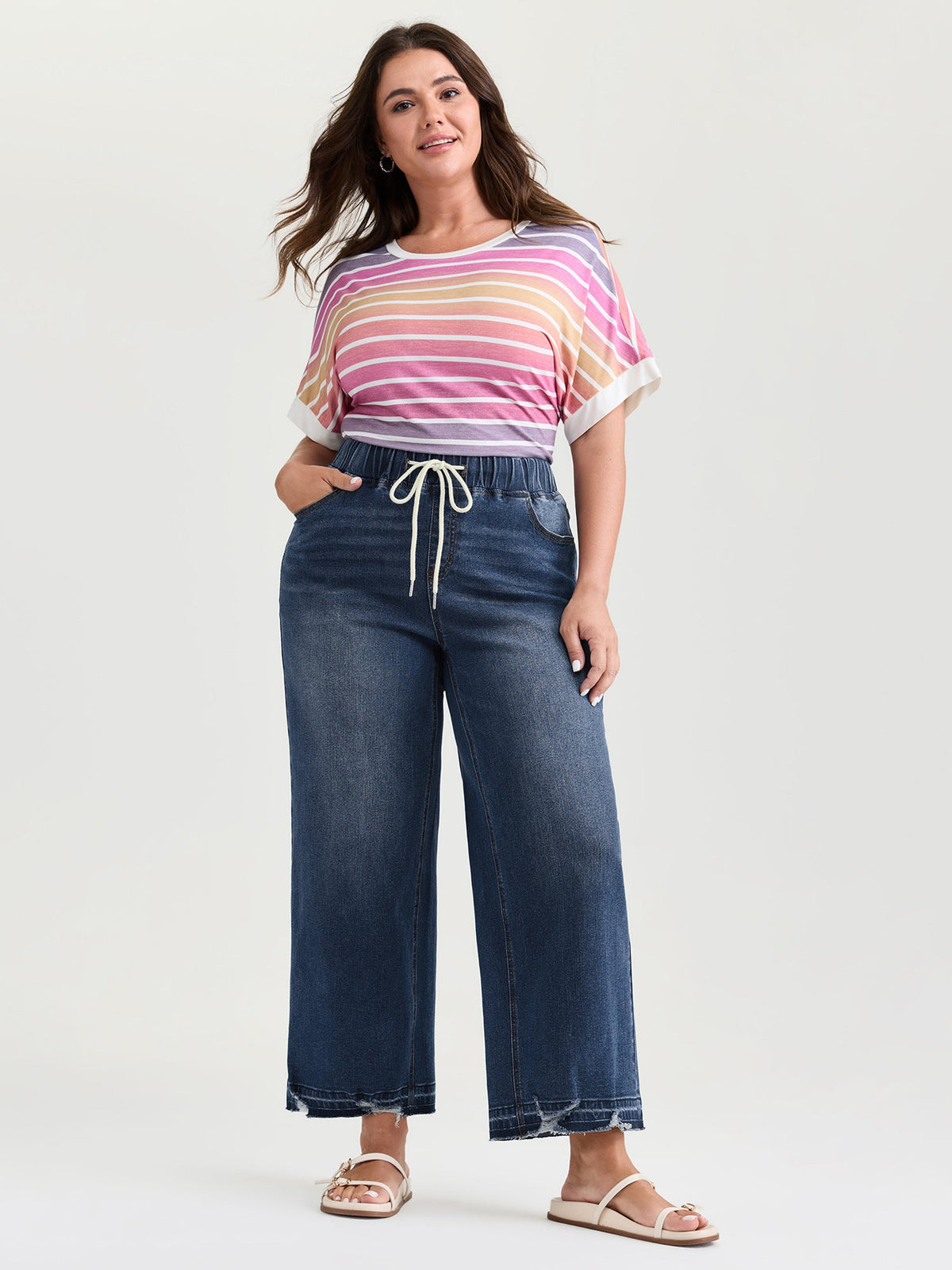 Easy Pull-On Stretchy Wide-Leg Jeans