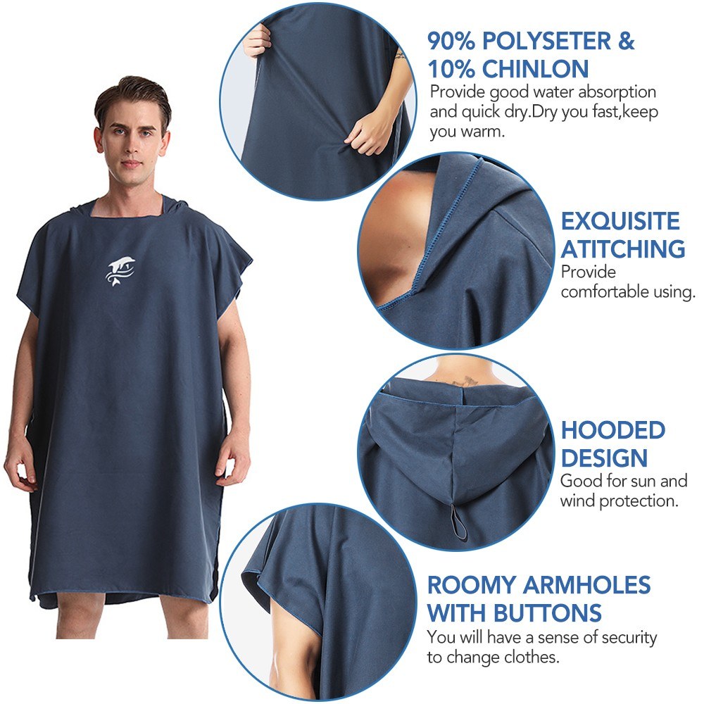 Quick Dry Hooded Towel with Hood Wetsuit Changing Towel