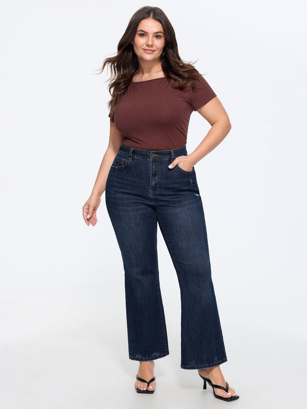 Stretchy Mid-Rise Flared Jeans