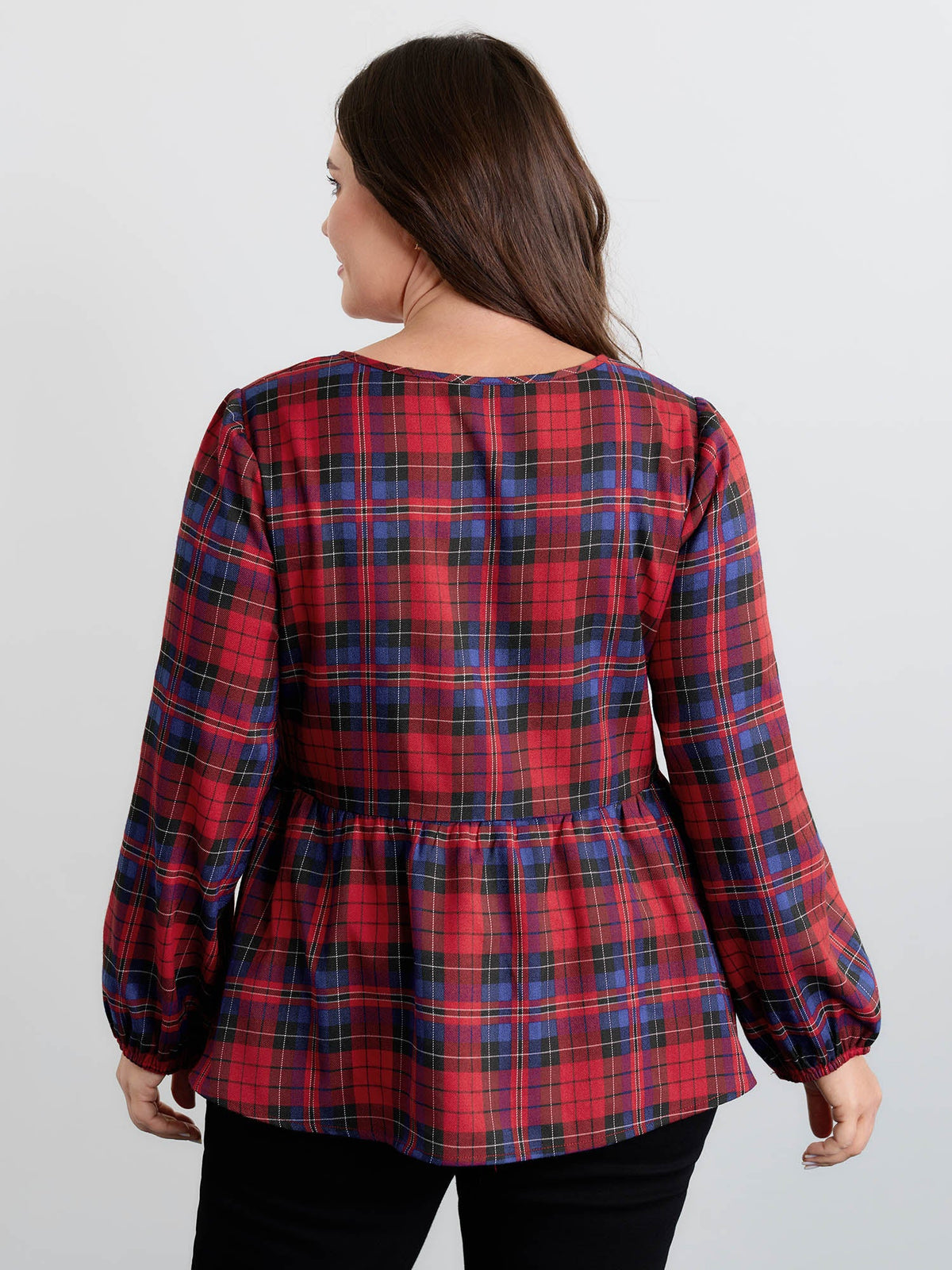 Festive Plaid Bowknots Adjustable Blouse