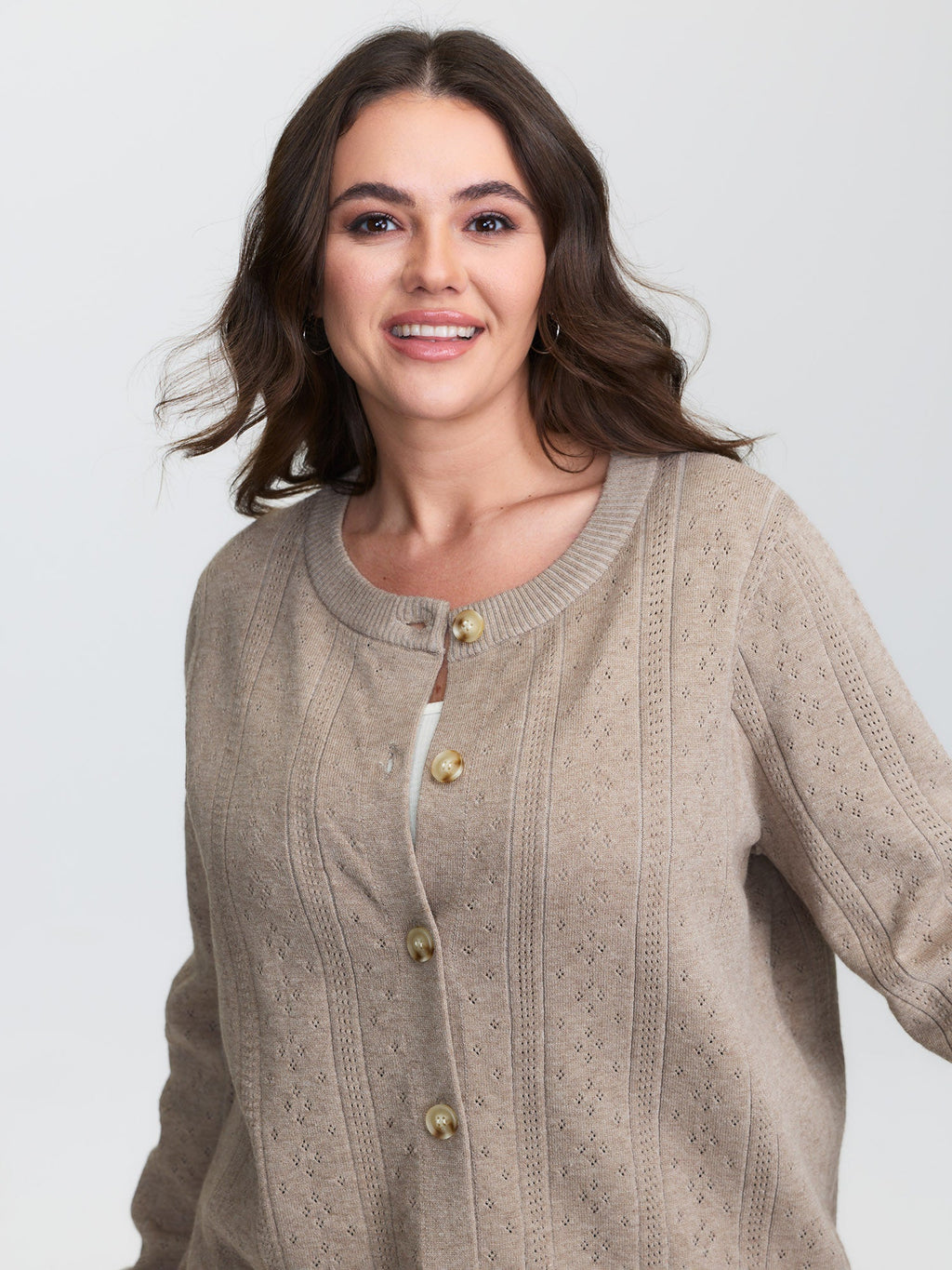 Cut-Out Button Front Knit Cardigan