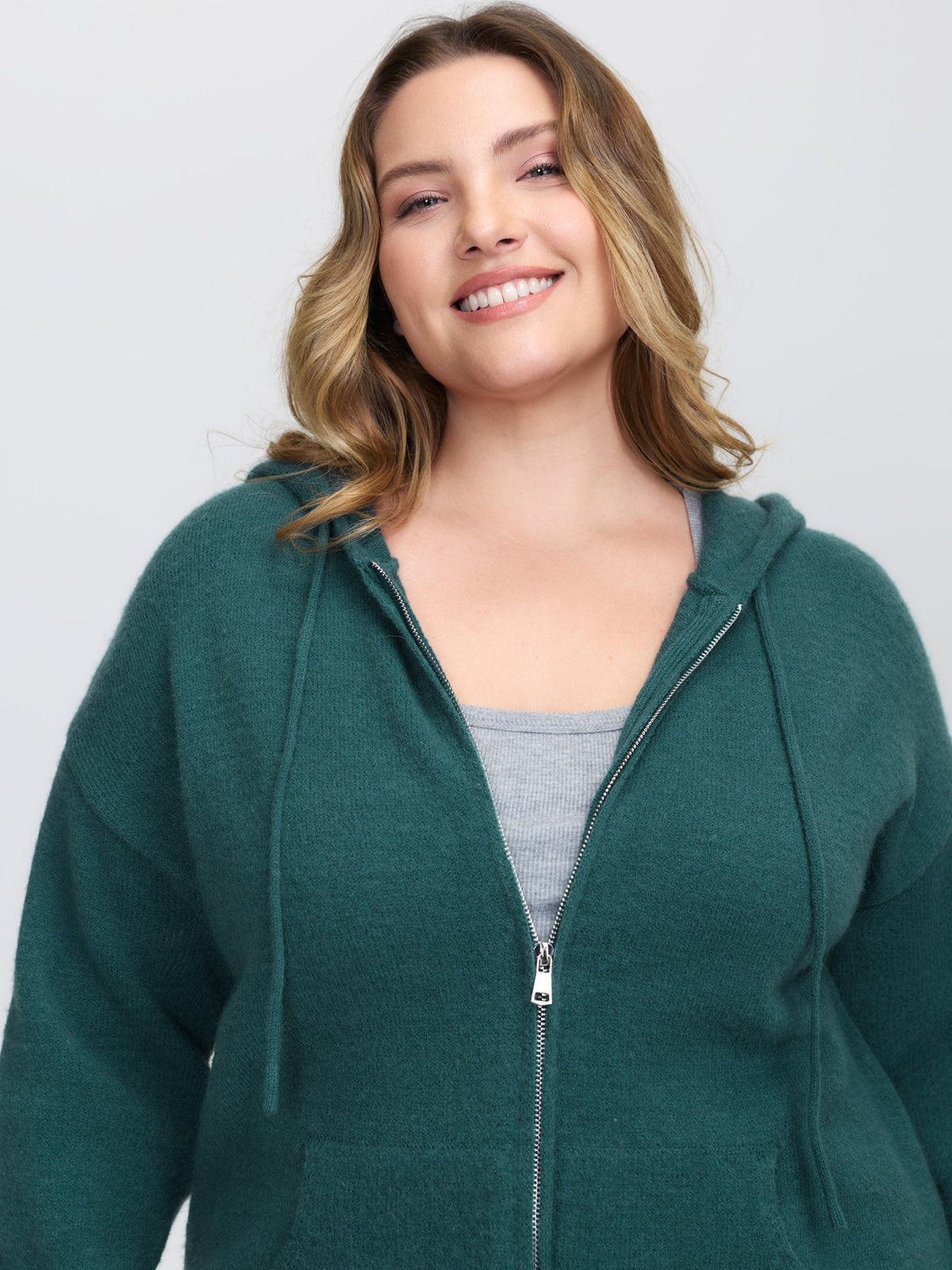 Supersoft Zipper Pockets Hooded Knit Cardigan