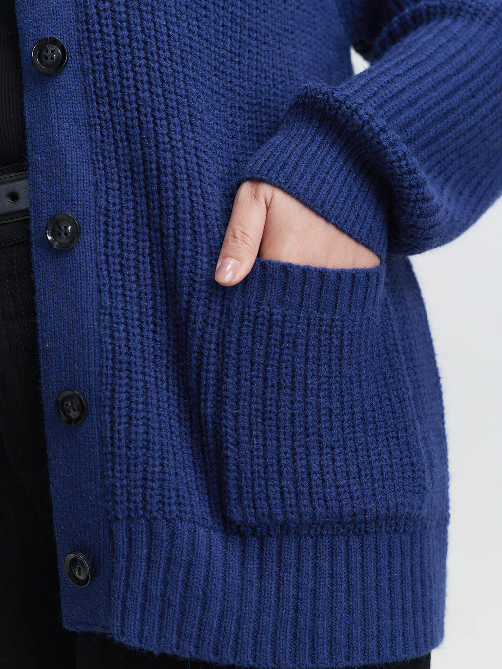 Textured V-Neck Button Knit Cardigan