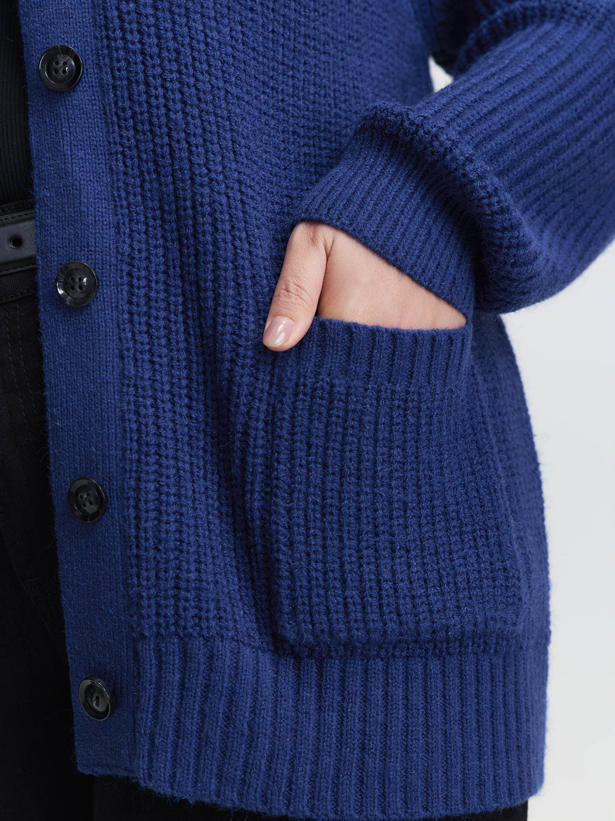 Textured V-Neck Button Knit Cardigan