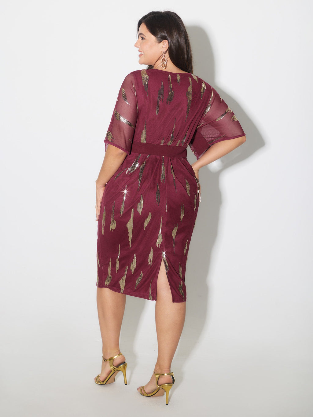 Sequin Embroidery Pleated Waist Mini Dress
