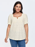 Floral Textured Split Neckline Blouse