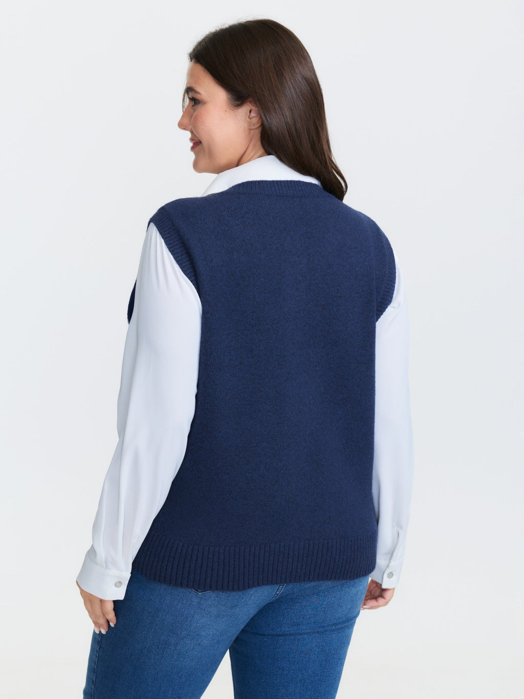 Metallic Button Detail Knit Vest