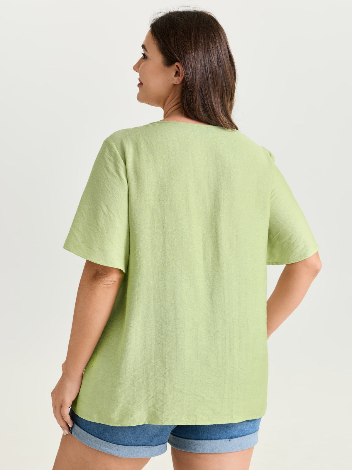 Ruffle Sleeve Gathered Round Neck Blouse