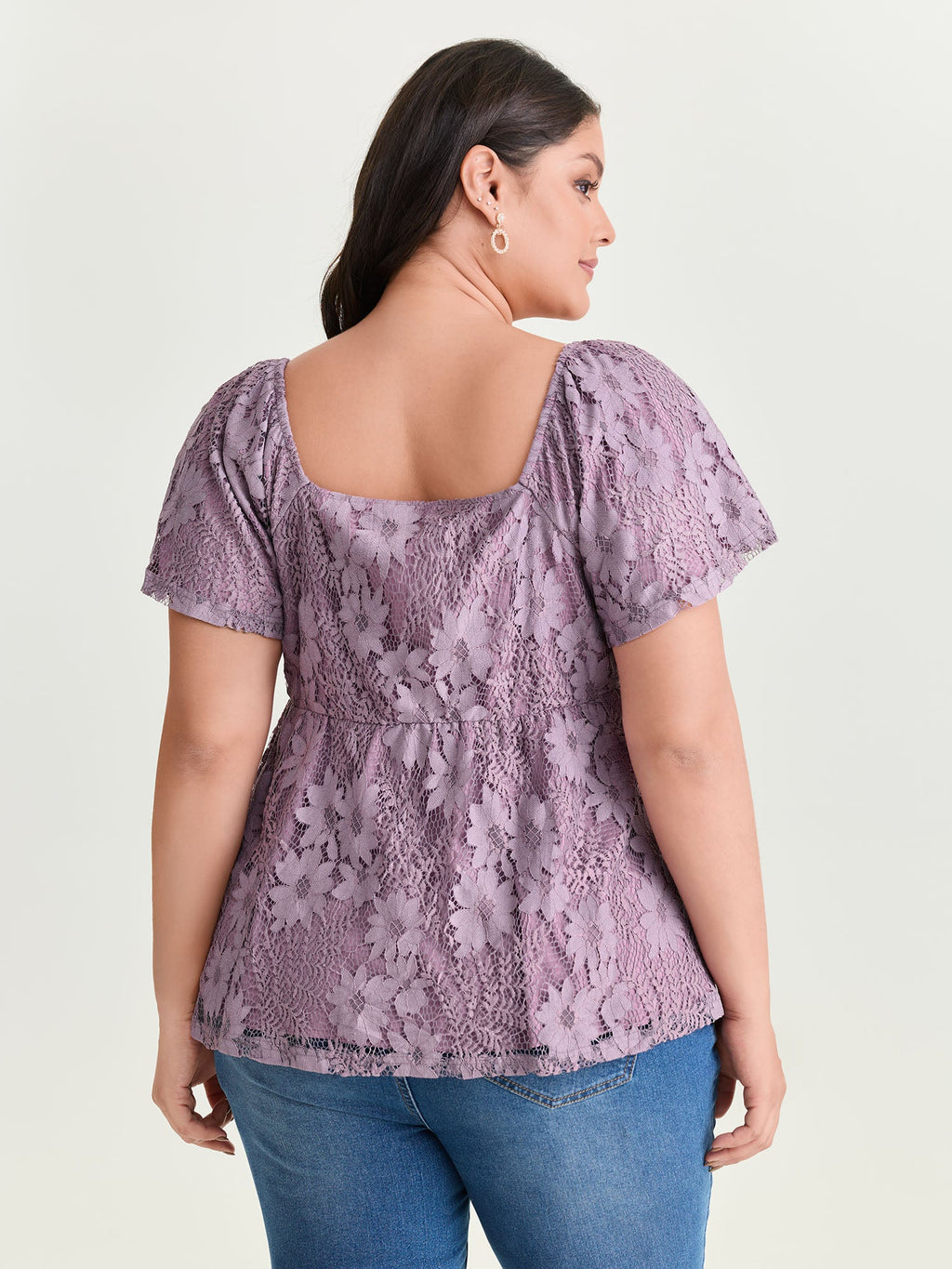 Floral Lace Ruched Fit And Flare Blouse