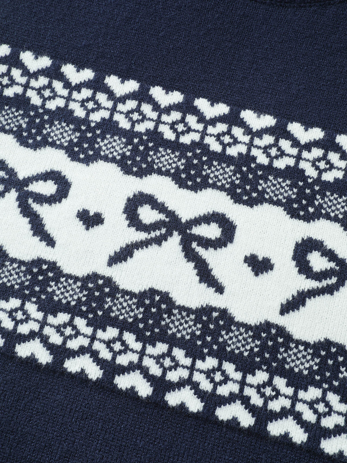 Supersoft Bow Pattern Jacquard Blend Pocket Pullover