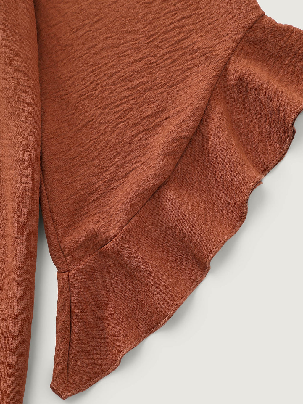 Ruffled Flared Sleeve Plain Blouse
