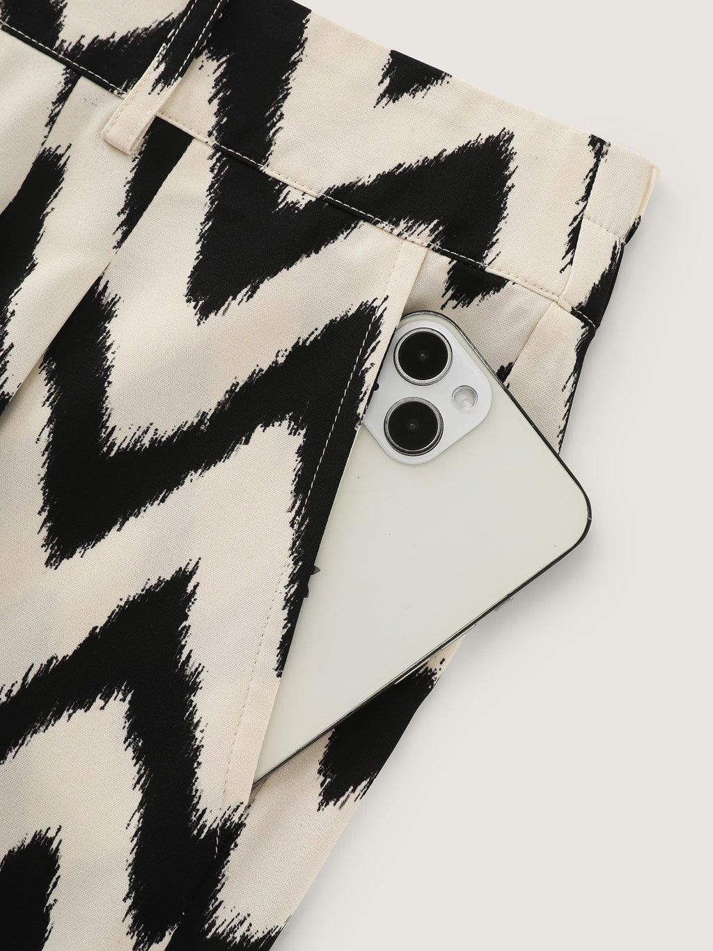 Geometric Print Pull-On Wide-Leg Pants