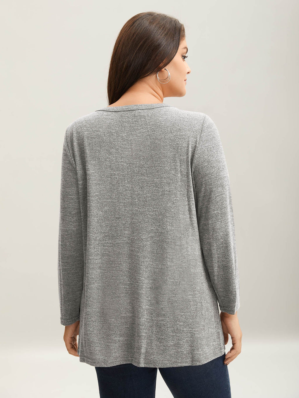Heather Button Up Long Sleeve T-shirt