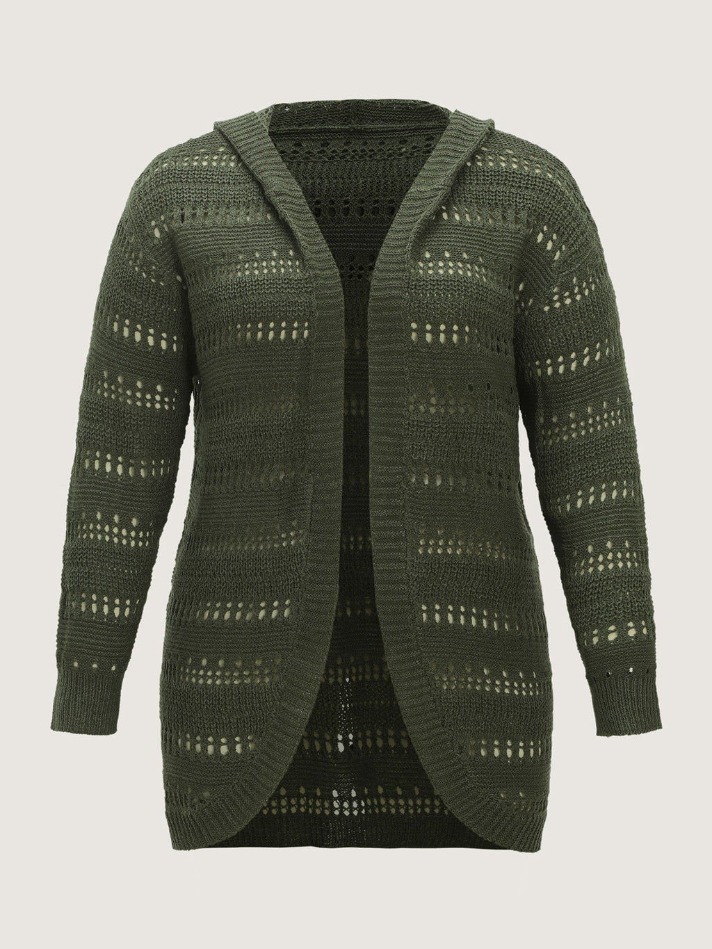 Hooded Open Front Cut Out Long Cardigan