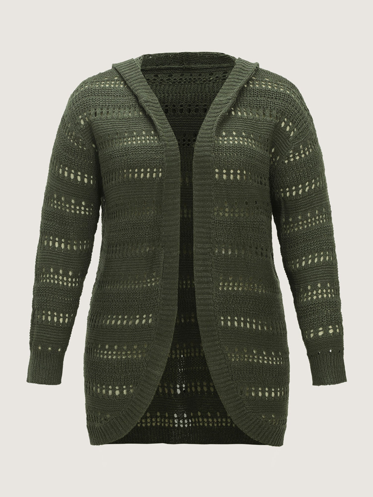 Hooded Open Front Cut Out Long Cardigan