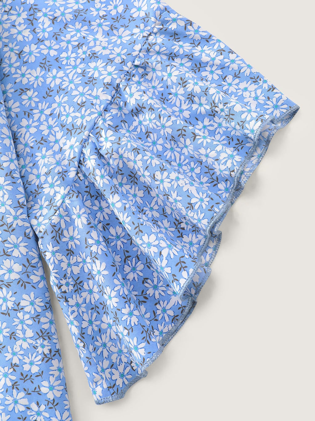 Floral Print Flared Ruffled Sleeve Blouse