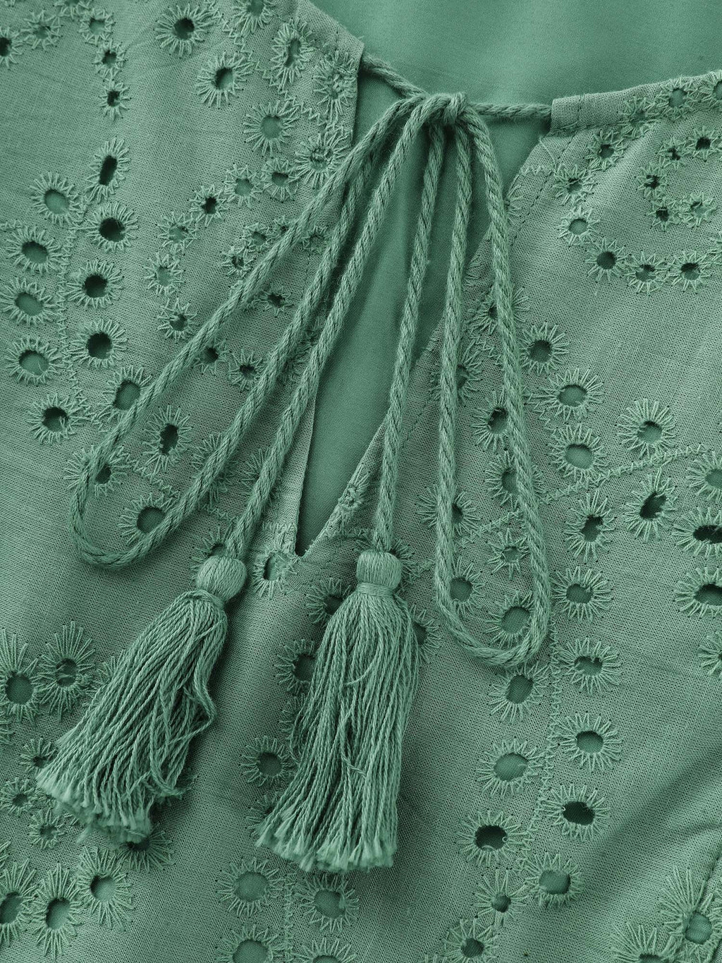 Cotton Eyelet Textured Ruffled Detail Blouse